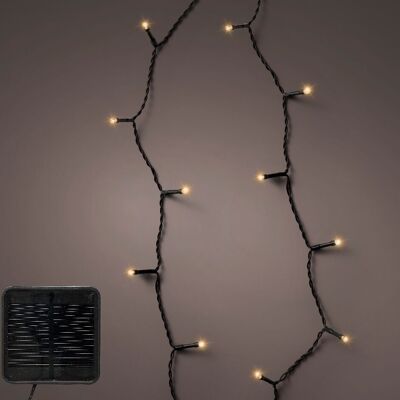Stringa natalizia a energia solare con 120 LED bianchi caldi e 9 m di lunghezza - con timer e multifunzione (uso esterno)