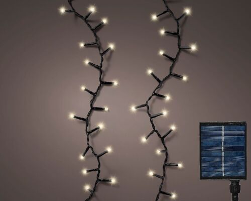 Christmas SOLAR power Compact String Lights with 500 Warm White leds & 11m long - with Timer and Multi Function (Outdoor use)