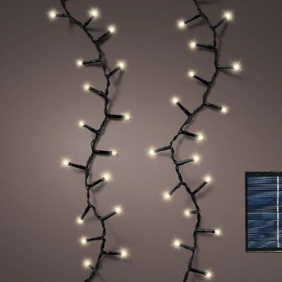 Guirnalda de luces navideñas compactas con energía SOLAR, 500 LED de color blanco cálido y 11 m de largo, con temporizador y multifunción (uso en exteriores)