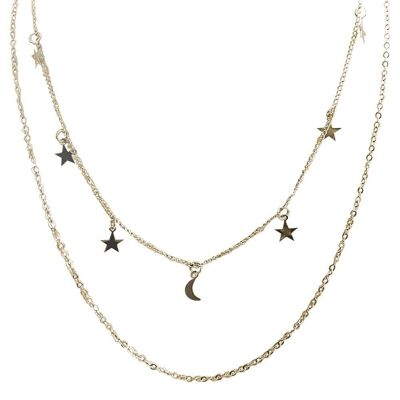 Star & Moon Layered Necklace, Gold