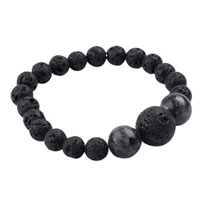 Bracelet de perles de pierre de lave avec Labradorite