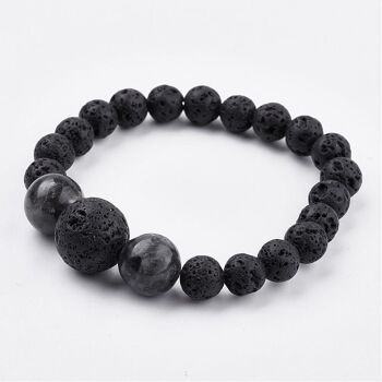 Bracelet de perles de pierre de lave avec Labradorite 3