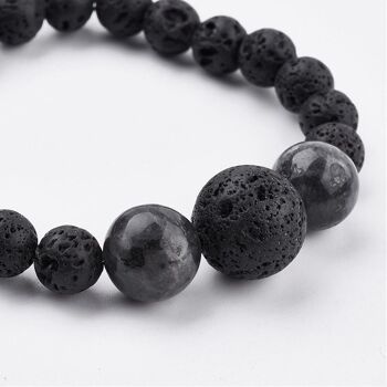 Bracelet de perles de pierre de lave avec Labradorite 5