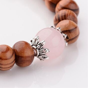 Bracelet en Bois avec Quartz Rose 5