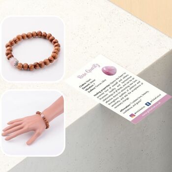 Bracelet en Bois avec Quartz Rose 6