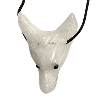 Pendentif tête de loup, quartz clair 1