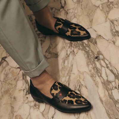 CLAIRE WINTER, mocassins en véritable cuir poney avec tissu ultra-confort extra-léger, fabriqués et cousus à la main en Italie