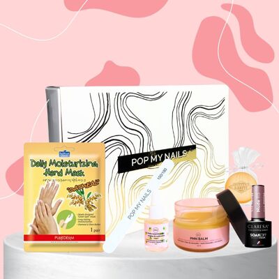 Pop My Nails Box Xmas (mango, almendra y miel) - Caja de belleza para uñas y manos