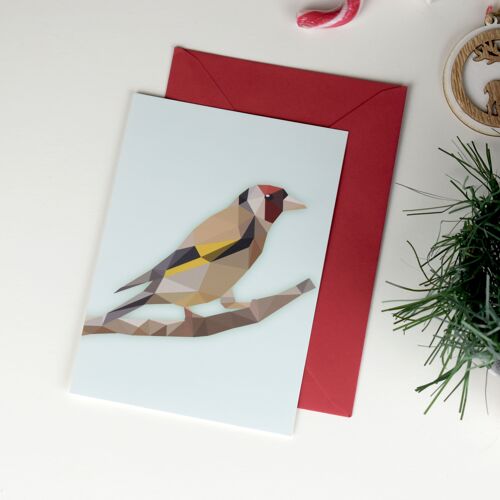 Goldfinch - Low poly Art - Christmas Card