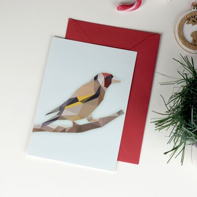 Cardellino - Arte low poly - Cartolina di Natale