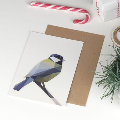 Great Tit - Low poly art - Christmas Card