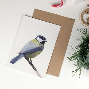 Mésange charbonnière - Low poly art - Carte de Noël 4