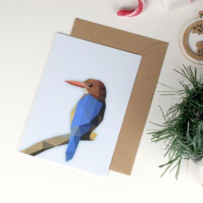Kingfisher - Low poly Art - Christmas Card