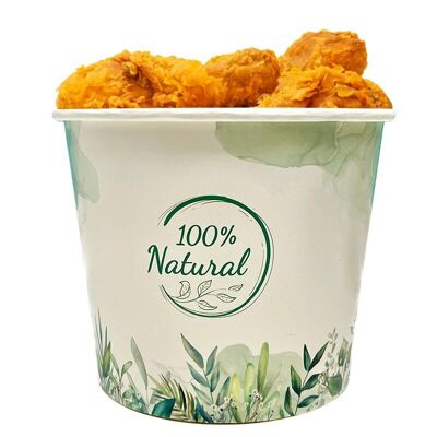 Fried chicken cubes decorated cardboard 85oz Hot oil resistant with cardboard lid