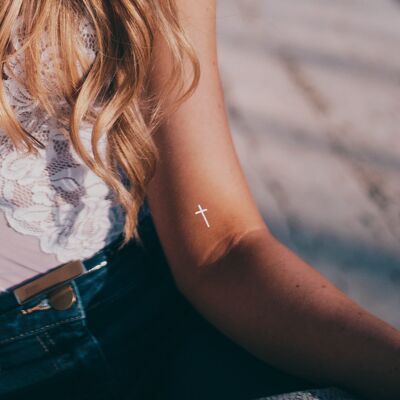 cross temporary tattoo white (set of 6)