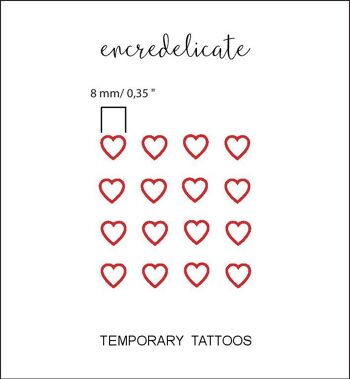 coeur rouge tatouage temporaire (set de 16) 2