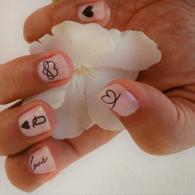 heart and word love nail stickers