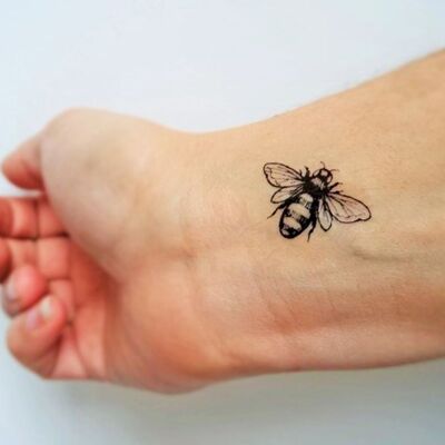 tatuaggio temporaneo di api vintage in nero (set di 6)
