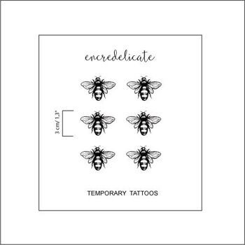 tatouage temporaire abeilles vintage en noir (lot de 6) 2