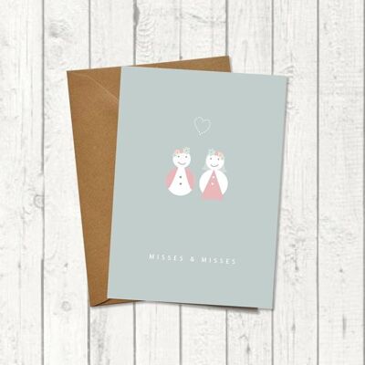 Carte de félicitations de mariage "Miss & Misses"