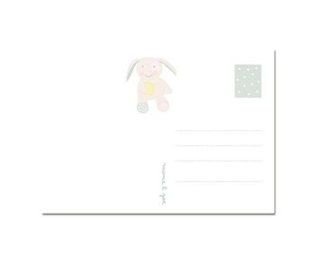 Carte postale pour la naissance "Bienvenue petit lapin" 2