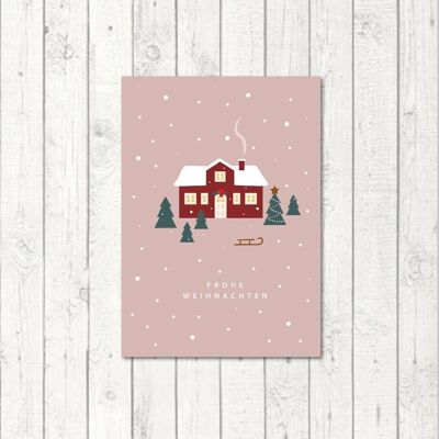 Christmas postcard "Pink Swedish House"