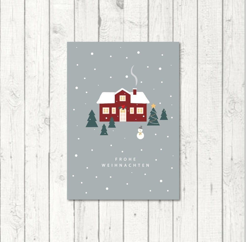 Cartolina di Natale "Casa svedese blu"