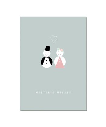 Carte de vœux de mariage « Monsieur & Mademoiselles » 3