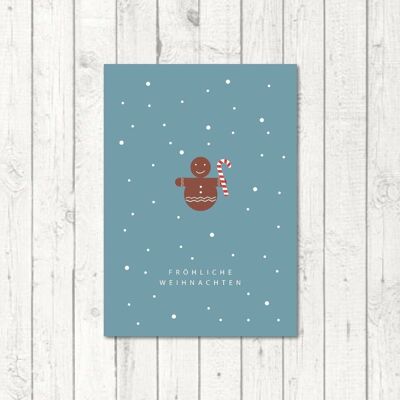 Carte postale de Noël "Bonhomme en pain d'épices"