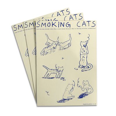Aufkleberblatt „Rauchende Katzen“.