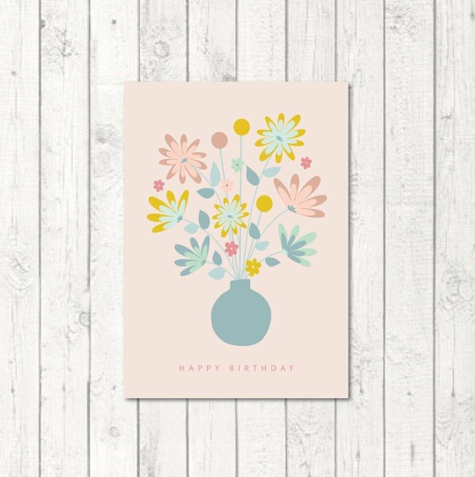 Birthday postcard “Bouquet of flowers rosé”