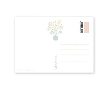 Carte postale anniversaire « Bouquet de fleurs rosé » 2