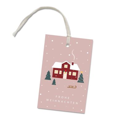 Etiqueta de regalo "Casa de Suecia rosa"