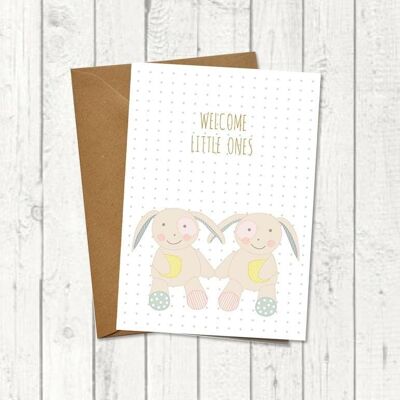 Birth card twins “Welcome little ones”