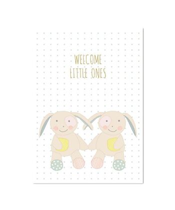 Carte de naissance jumeaux « Bienvenue les petits » 3