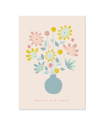 Carte d'anniversaire "Bouquet de fleurs rosé" 3