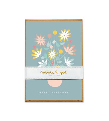 Carte d'anniversaire "Bouquet de fleurs turquoise" 2