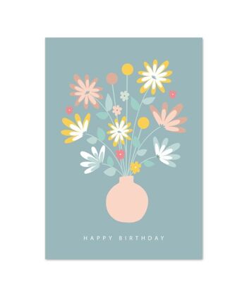 Carte d'anniversaire "Bouquet de fleurs turquoise" 3