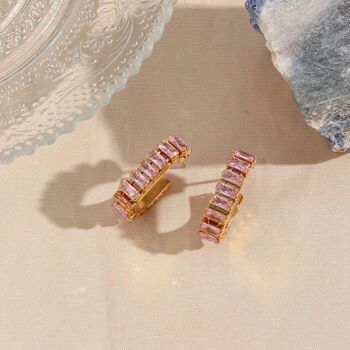 Boucles d'oreilles Zircone (Pierres Roses) 1