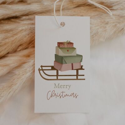 Gift tags Christmas sleigh "Merry Christmas" 6x tags
