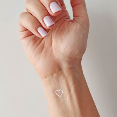 tatouage temporaire coeur blanc (set de 12)