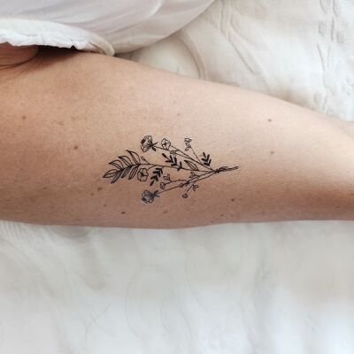 bouquet wild flowers temporary tattoo