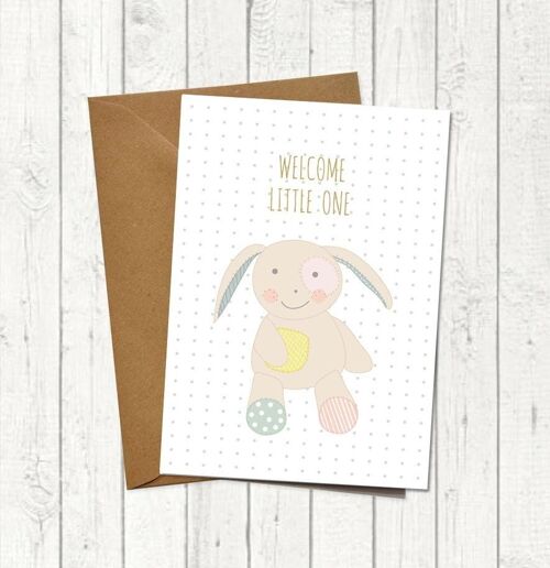 Glückwunschkarte zur Geburt  "Welcome little one Hase"