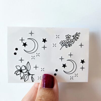 Aries constellation temporary tattoo with flowers (set of 4)