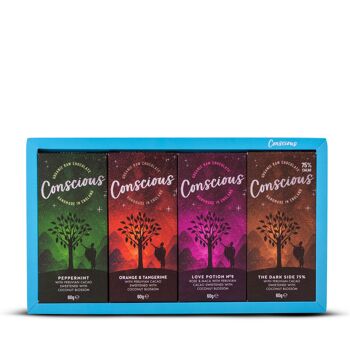 Coffret Sélection de Chocolats 240g Carton de 10 (4 barres de 60g) vegan, bio 1