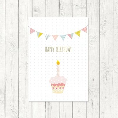 Carte postale d'anniversaire "Joyeux anniversaire Cupcake"