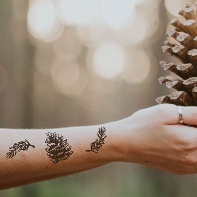 pine cone temporary tattoo (set of 2)