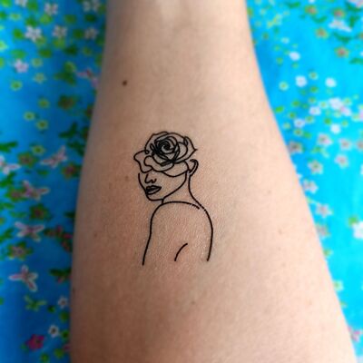 Woman flower temporary tattoo (set of 2 designs)