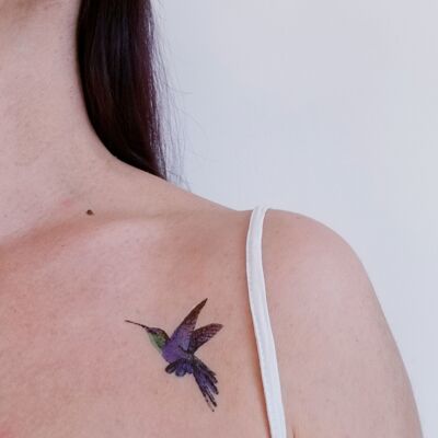 colored hummingbird temporary tattoo (set of 2)