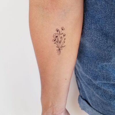 tatuaje temporal de ramo de flores silvestres (juego de 2)